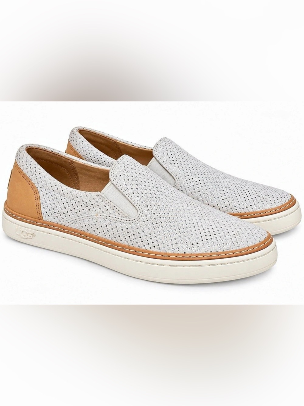 NEW UGG Adley Perf Slip-On Perforated Loafers White & Brown